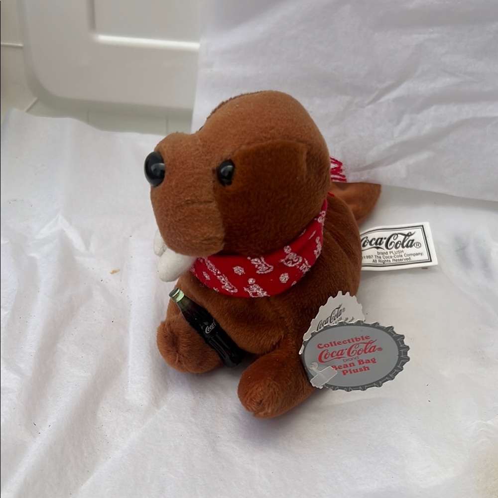 Coca Cola Brown and Red Plush Walrus Small Pet Toy